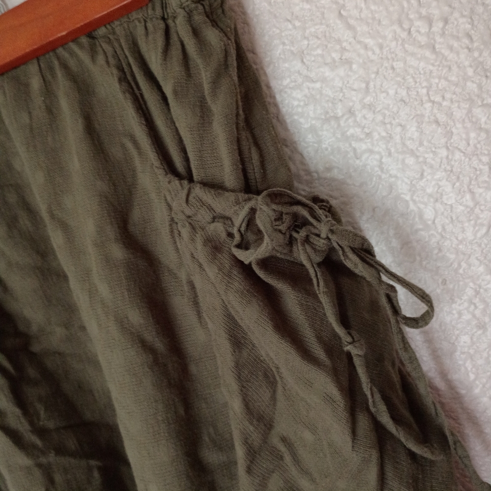 Staring At The Stars Olive Green Women's Skirt Boho Hippie Retro  Flowing S Ties - Picture 5 of 7